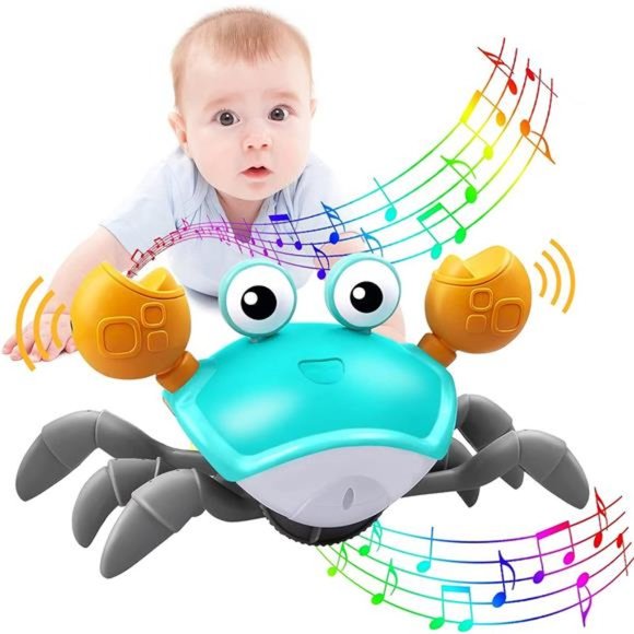 Crawling Crab Baby Toy,Tummy Time Baby Toys with Music and LED Light - Picture 1 of 5